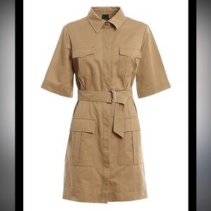 PINKO Fall Trendy Dodoria Cargo Pocket Safari Beige Mini Dress Size Large 10